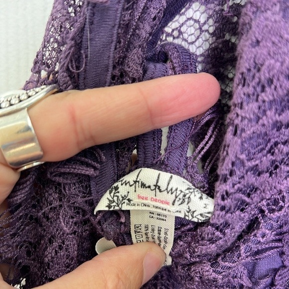 Free People - She Got It Eyelash Purple Lace Lined Spaghetti Strap Slip Dress M - Picture 11 of 13